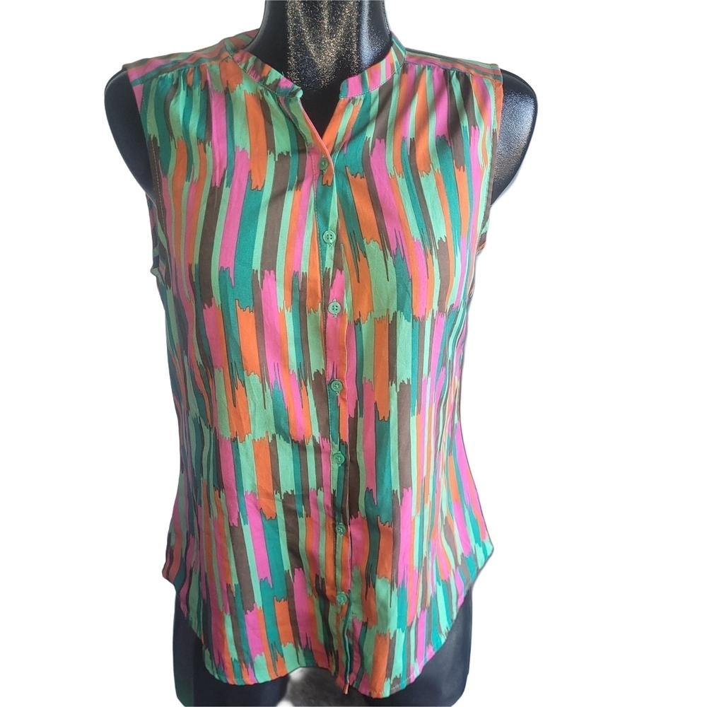 Banana Republic Multicolor Sleeveless Button Up Top M
